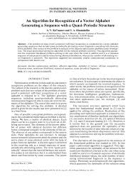 PDF) An algorithm for recognition of a vector alphabet generating a  sequence with a quasi-periodic structure