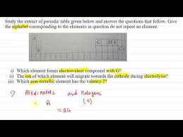 extract of periodic table given answer questions alphabet corresponding to  the elements in question - YouTube