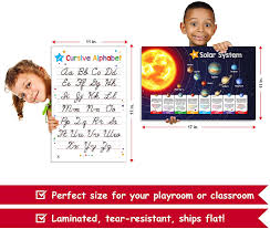 Buy 26 Set of 50 Educational Posters for Kids - Multiplication Chart,  Alphabet, Periodic Table, Solar, USA, World, Map, Sight Words, Homeschool  Supplies, Classroom Decorations - Laminated & Flat, 17x11 Online in Turkey.  B096LRT4W1